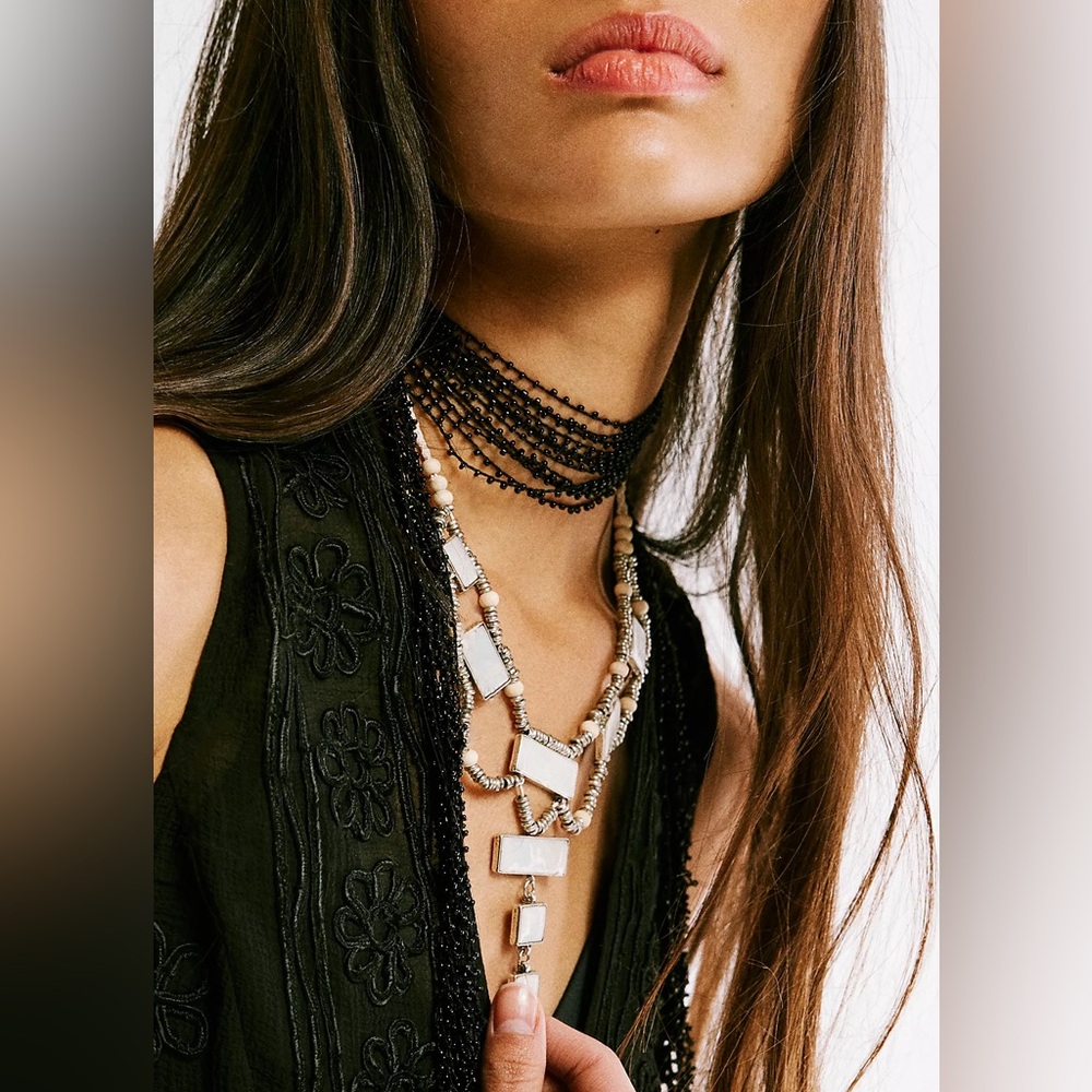 NWT Free people Lately necklace silver mother of pearl - Picture 5 of 6